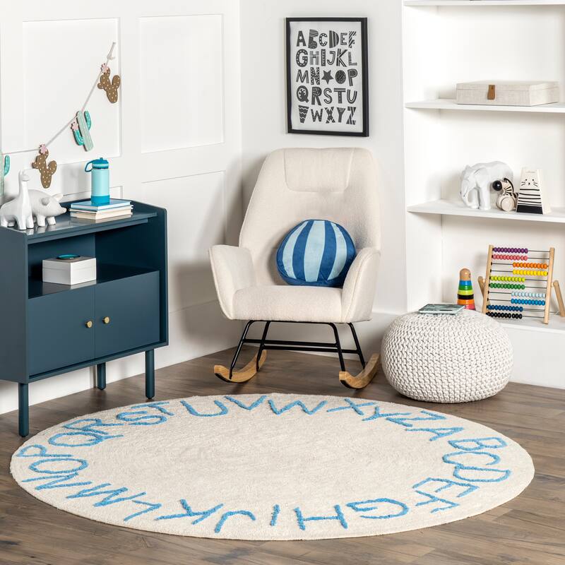 Nuloom Alphabet SpinClean Washable Round Rug