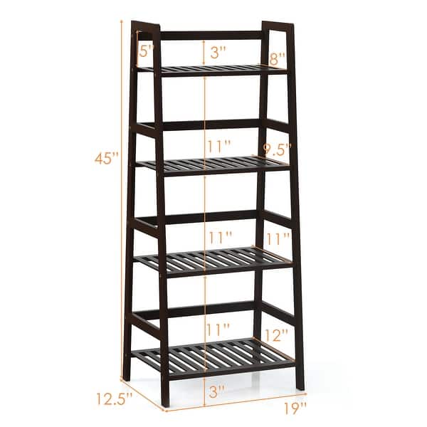Costway 4-Tier Bamboo Ladder Shelf Plant Display Stand Rack Bookshelf ...