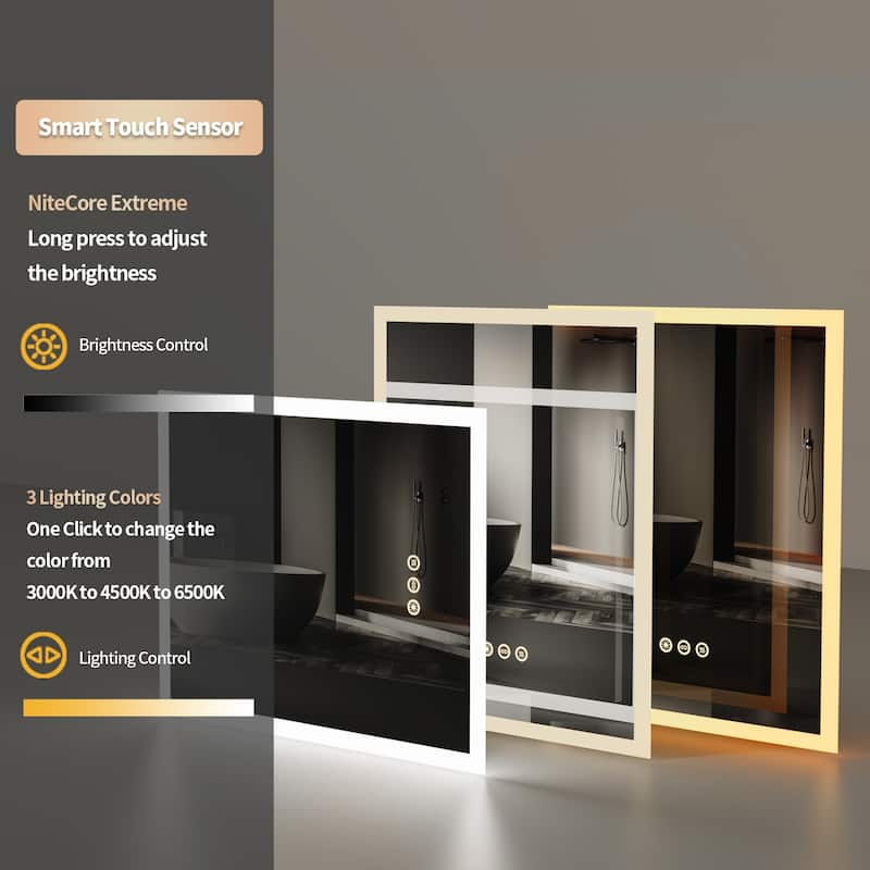 Memory Function Adjustable Warm White/Natural/Daylight Lights Bathroom Mirror - 400x500mm