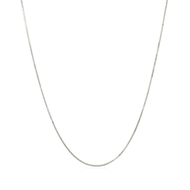 MayaMila 10k Solid White Gold Classic Box Chain Necklace 0.6mm