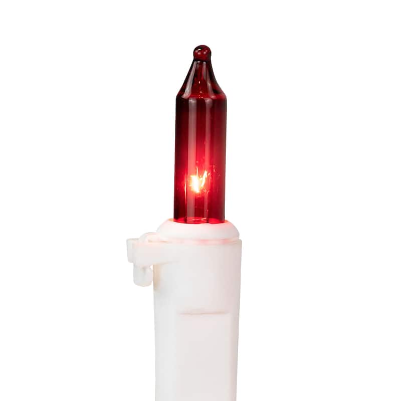 35-Count Red and Clear Mini String Christmas Light Set 7ft White Wire - 7'