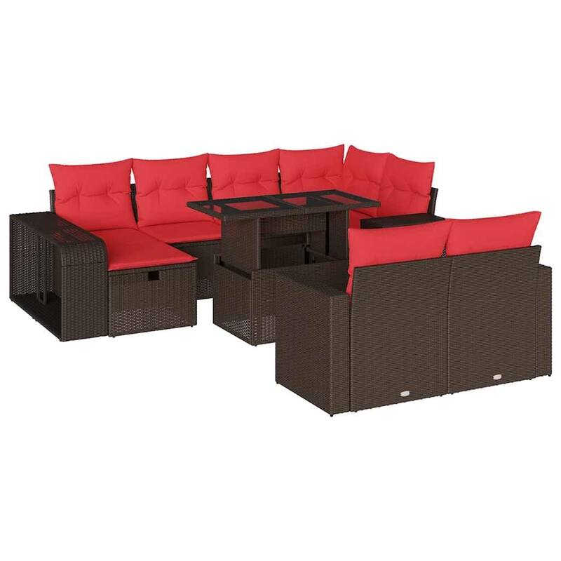 vidaXL Patio Sofa Set with Cushions Sectional Couches 11 Piece Poly Rattan