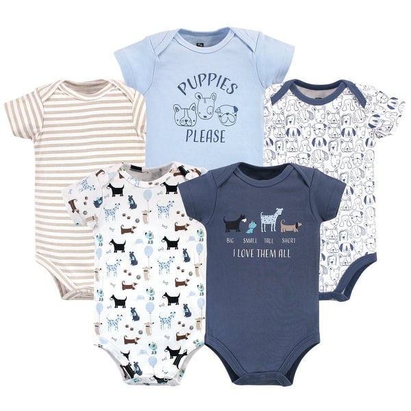 slide 1 of 1, Hudson Baby Infant Boy Cotton Bodysuits 5pk, Dog 0-3 Months - Dog