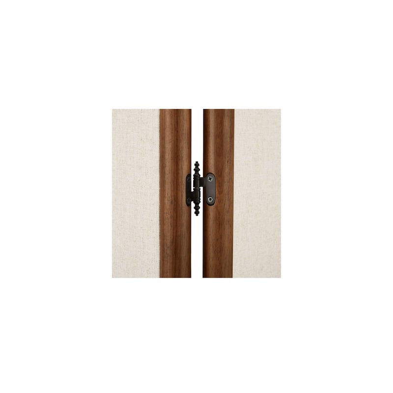 Luca Screen, Linen-Blend Fabric Panels with Solid Rubberwood Frame, Walnut-Stained Posts, Off White