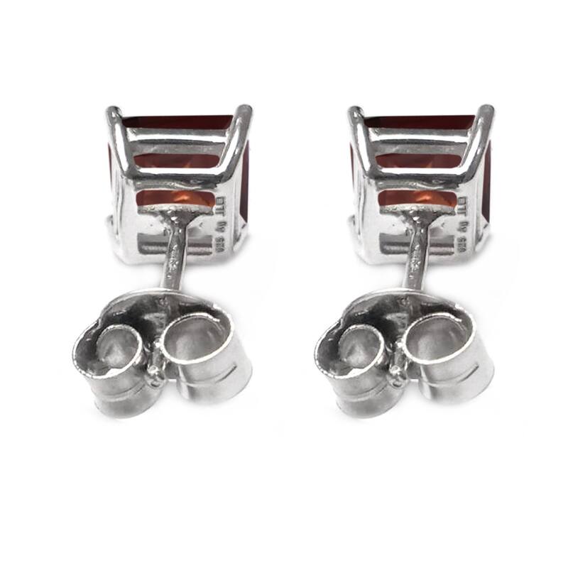 925 Sterling Silver Red Garnet Studs Earrings