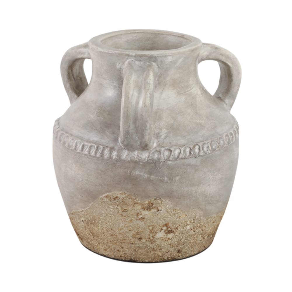 Terracotta Vase Rustic Textured Design Double Handles for Modern Space
