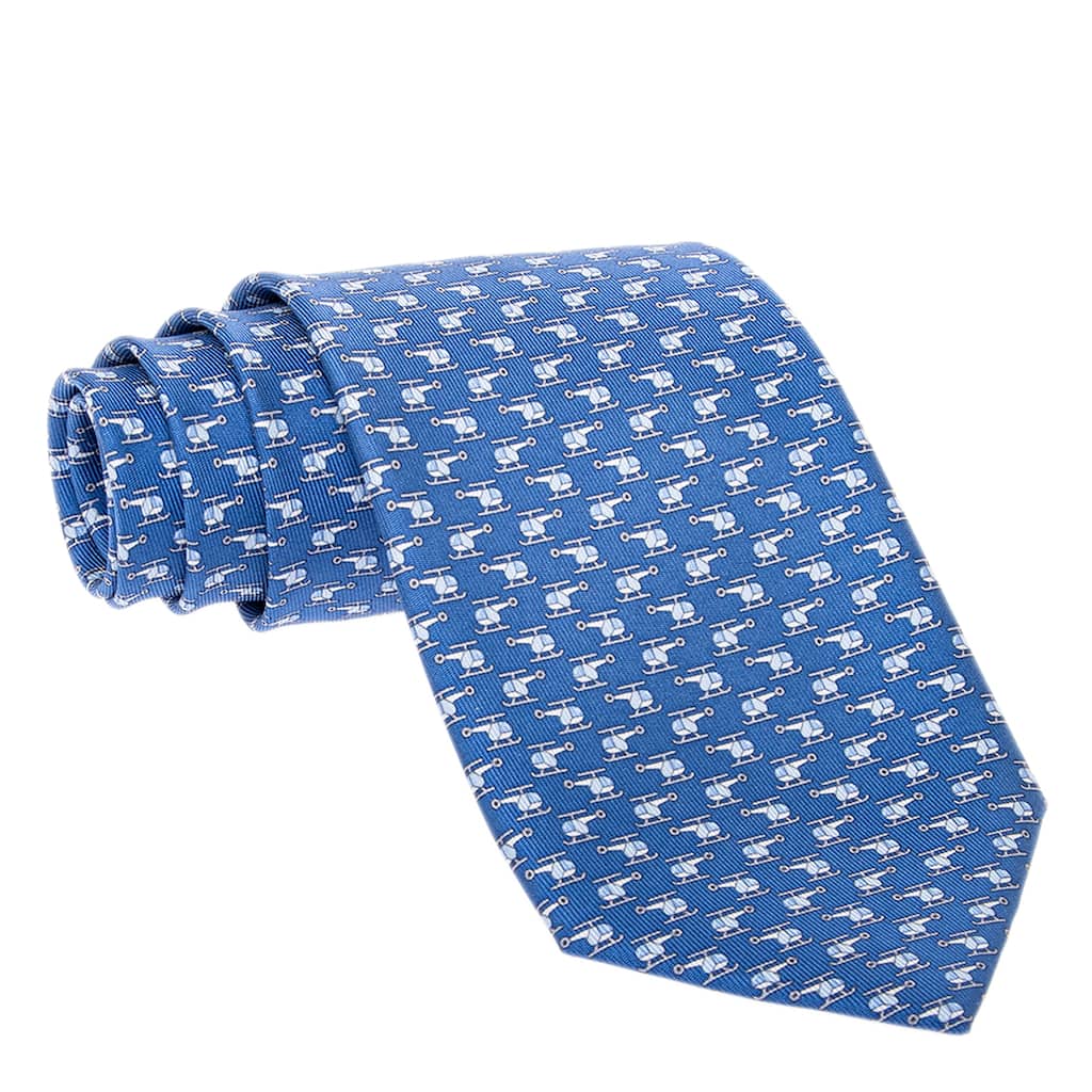 Ferragamo Helicopter Print Silk Tie