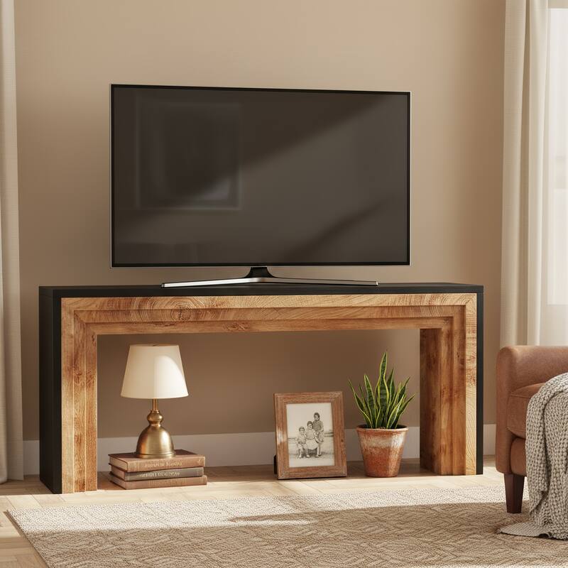70.9 Inch Extra Long TV Stand for TVs Up to 75 Inches - 11.61" D x 70.9" W x 32.68" H - Natural & Black