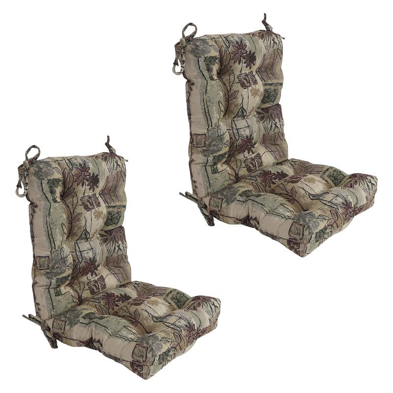 Tapestry Tufted Seat/Back Chair Cushion (Multiple Sizes) - 18 x 38 - Japanese Gardens - Set of 2
