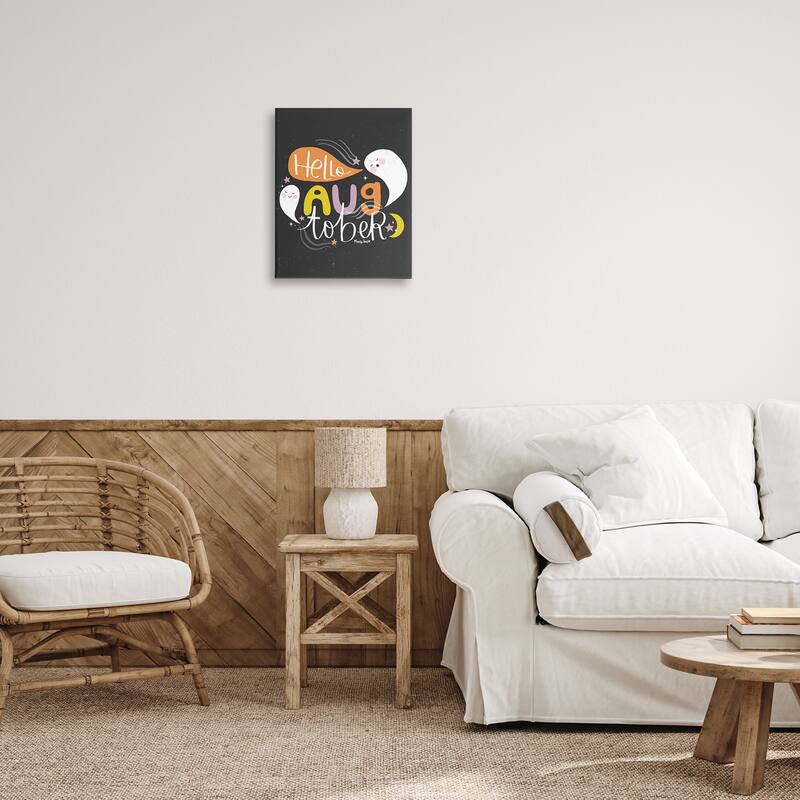 Stupell Hello Augtober with Ghosts Canvas Wall Art Design By Mandy Ford Art + Illustration