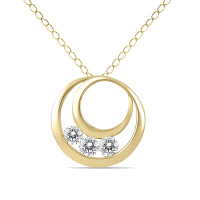 Marquee 1/2 Carat TW Three Stone Circle Pendant in 14K Yellow Gold
