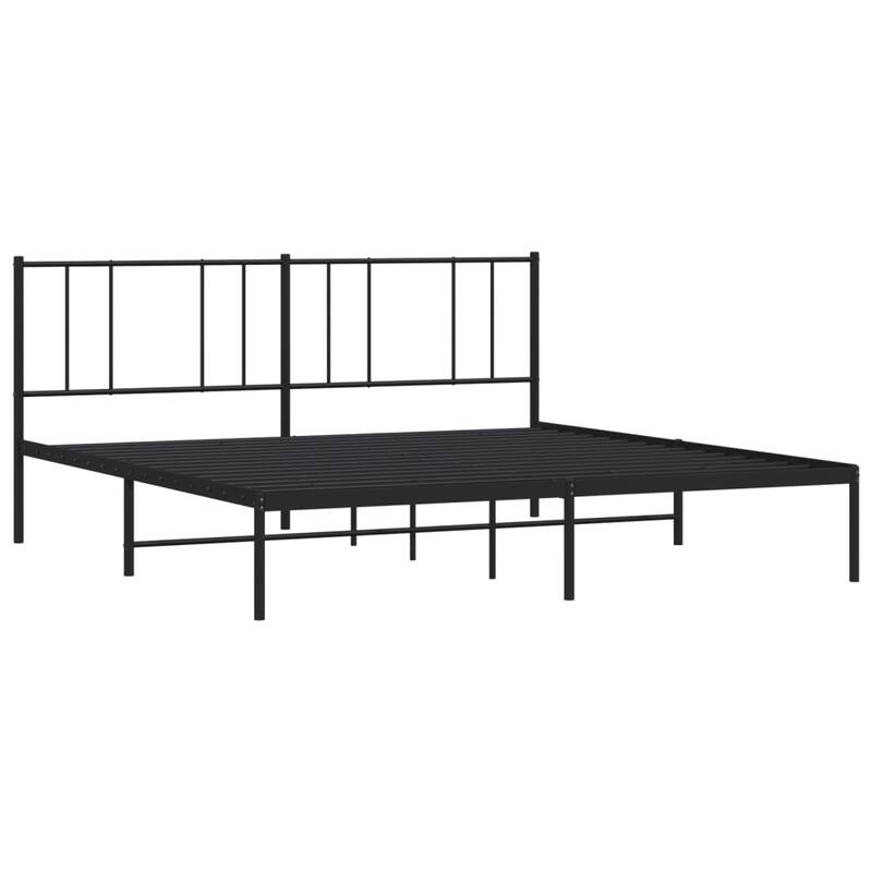 vidaXL Metal Bed Frame with Headboard, No Mattress