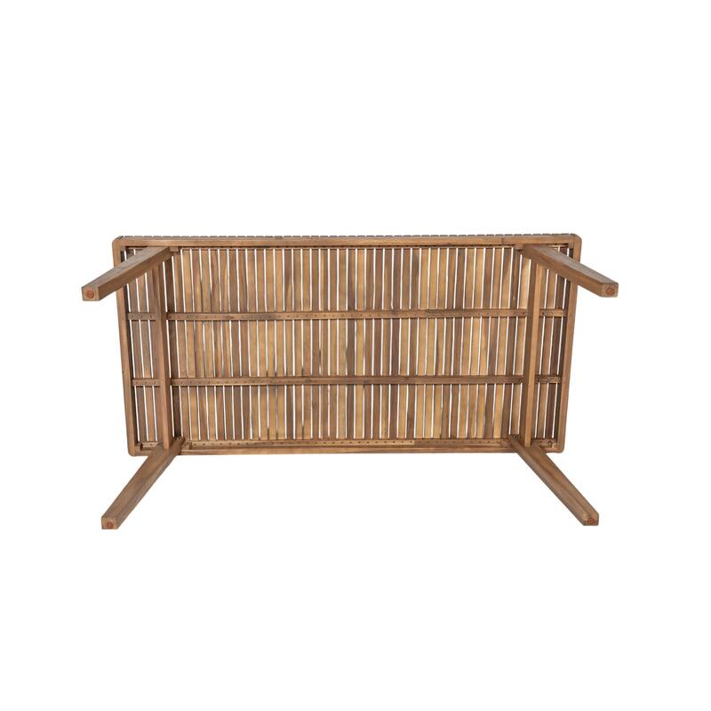 69" Acacia Wood Outdoor Dining Table with Slatted Top, 300 lbs Weight Capacity, Ideal for Patio & Garden Gatherings