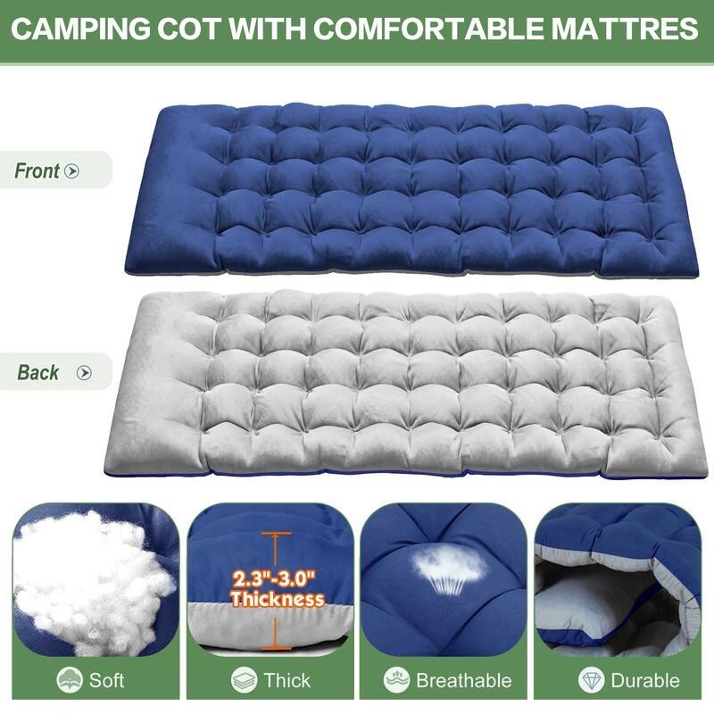 Folding Camping Cot Bed, 1200D Layer Oxford Travel Cots with Carry Bag