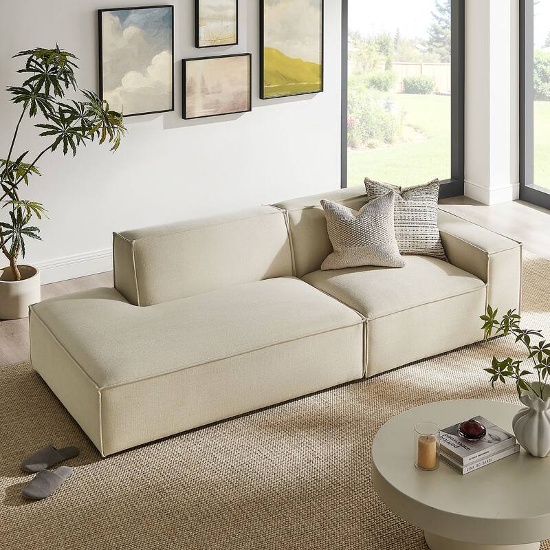 Restore 2-Piece Performance Fabric Upholstered Modular Loveseat - Ecru