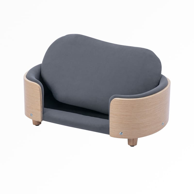Dog Bed Pet Sofa With Solid Wood legs and Bent Wood Back,Small Size