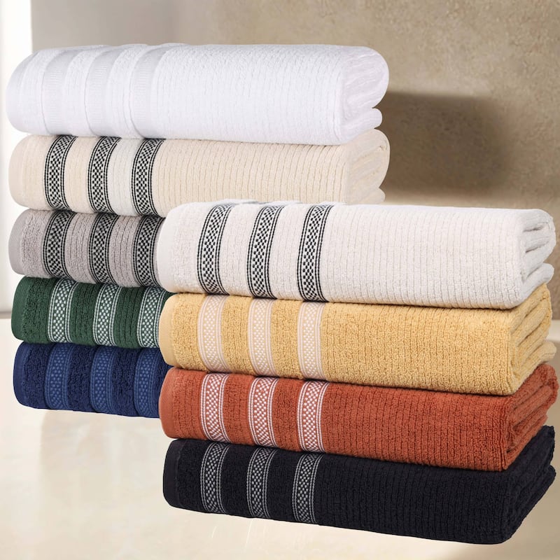 Superior Brea Zero Twist Cotton Ribbed Modern Bath Sheet Set of 2