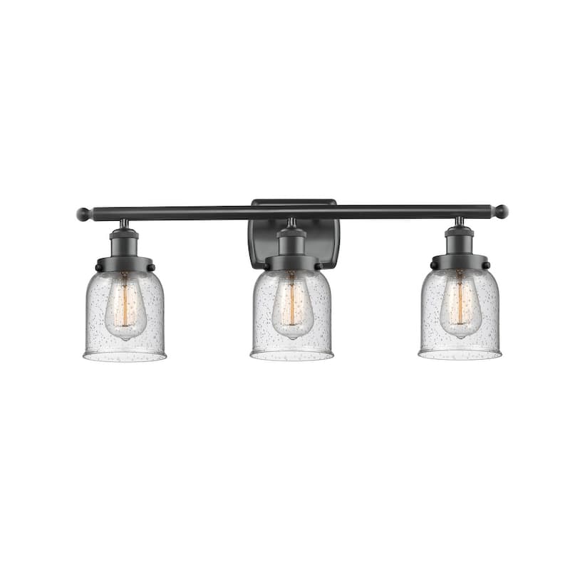Innovations Lighting Small Bell 3 Light 26" Wide Vanity Light - Matte Black / Seedy