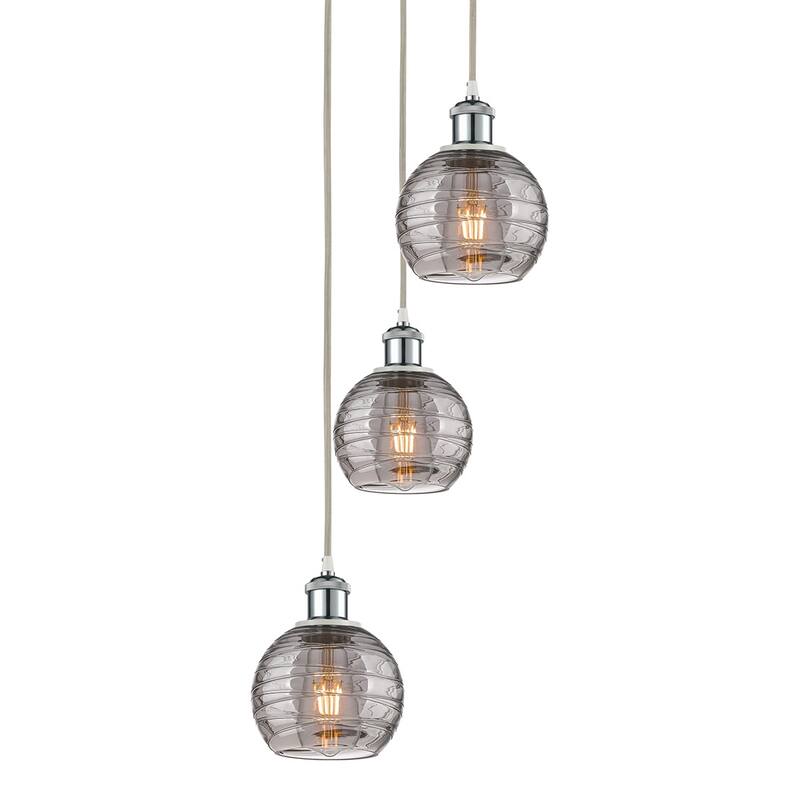 Innovations Lighting 113B-3P 25 12 Athens Deco Swirl Pendant Athens - White Polished Chrome / Light Smoke Deco Swirl