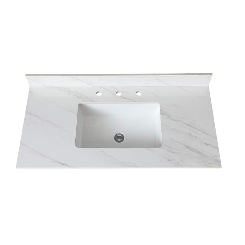 43" Marble Vanity Top with 3 Pre-drilled Faucet Holes, Undermount Sink