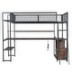 preview thumbnail 16 of 16, Twin Size Metal Loft Bed with Built-in Work Station, LED and Multiple Storage, White