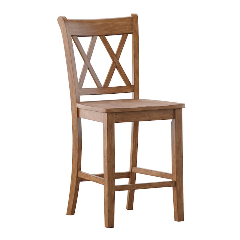 Eleanor X-Back Wood Counter Chairs (Set of 2) by iNSPIRE Q Classic - Oak
