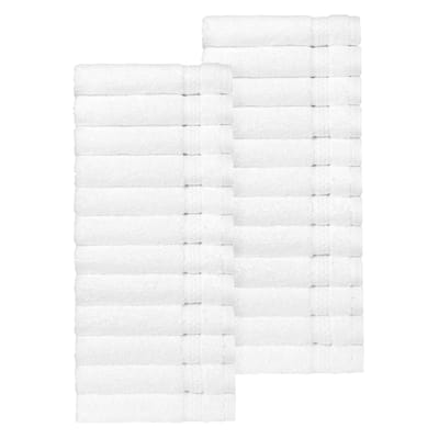 Authentic Hotel and Spa 100% Aeagean Long Staple Turkish Cotton, STARLIGHT Terry Washcloths (Set of 24)
