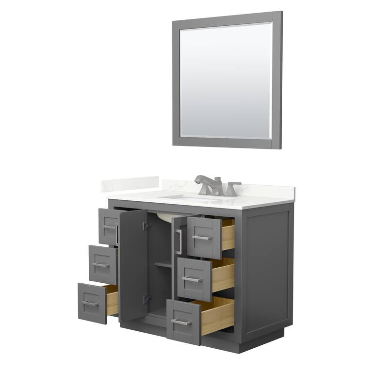 Miranda 42-inch Single Vanity, Quartz Top, 34-inch Mirror