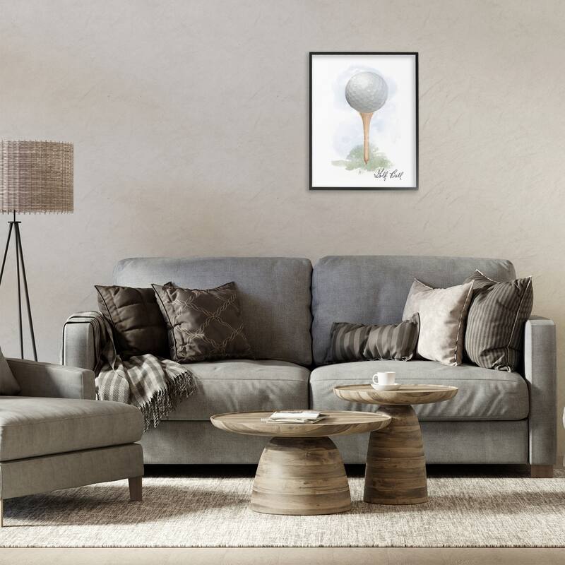 Stupell Soft Pastel Golf on Tee Framed Giclee Art Design By Matthew Piotrowicz