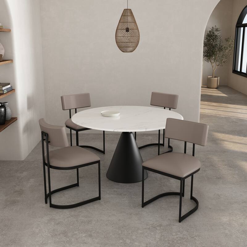 Manhattan Comfort Juno Metal Vegan Leather Side Chair