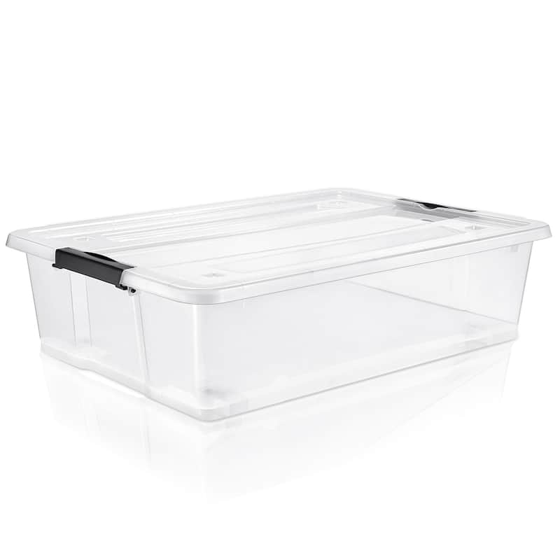 Sorbus Clear Underbed Storage Bins with Lids and Handles 40qt Capacity Organizer Boxes (Single) - 25.3" W x 17.7" L x 7" H