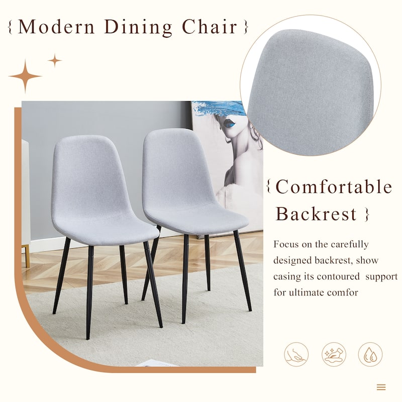 Kitchen Dining Table Set for 4/6/8, 67" Wood Table with Linen-Cotton Chairs, Stylish Dining Room Table Set for Gatherings