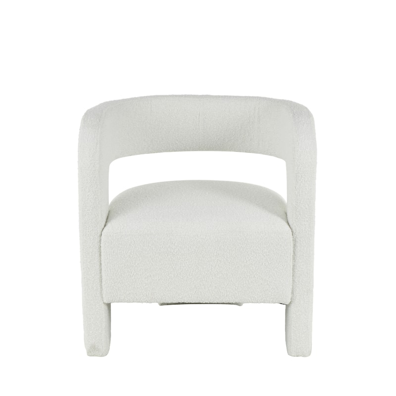 Polyester Curved Back Mid Century Modern Round Boucle Accent Chair - White - Roche River Decor - 22"W x 28"L x 28"H