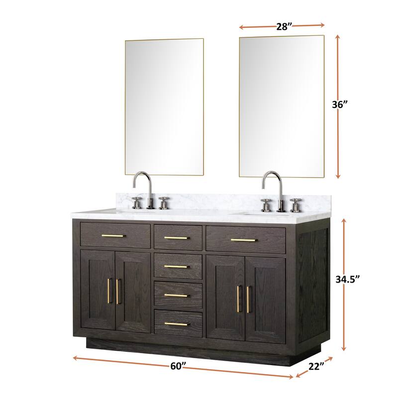 Lexora Abbey Bath Vanity and Carrara Marble Top