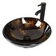 Bathroom Tempered Sink Oil Rubbed Bronze Faucet & Pop-up Drain Combo ...