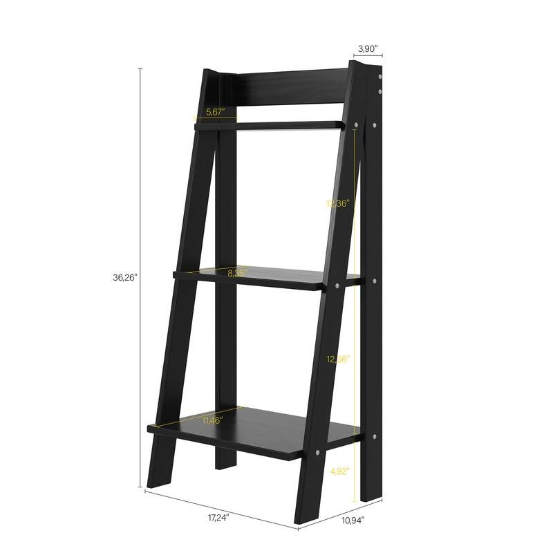 Jela Solid Wood Split 3 Shelf Ladder - Black