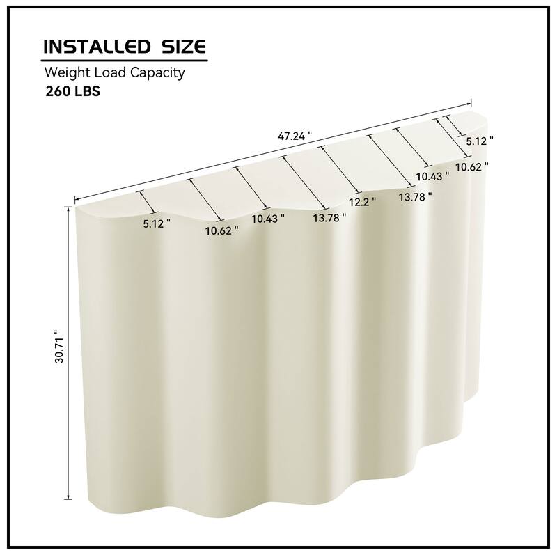 47.24 Inch Fiberglass Entryway Table for Living Room,Narrow Console Table, Modern Wavy Design Sofa Table Entrance Table