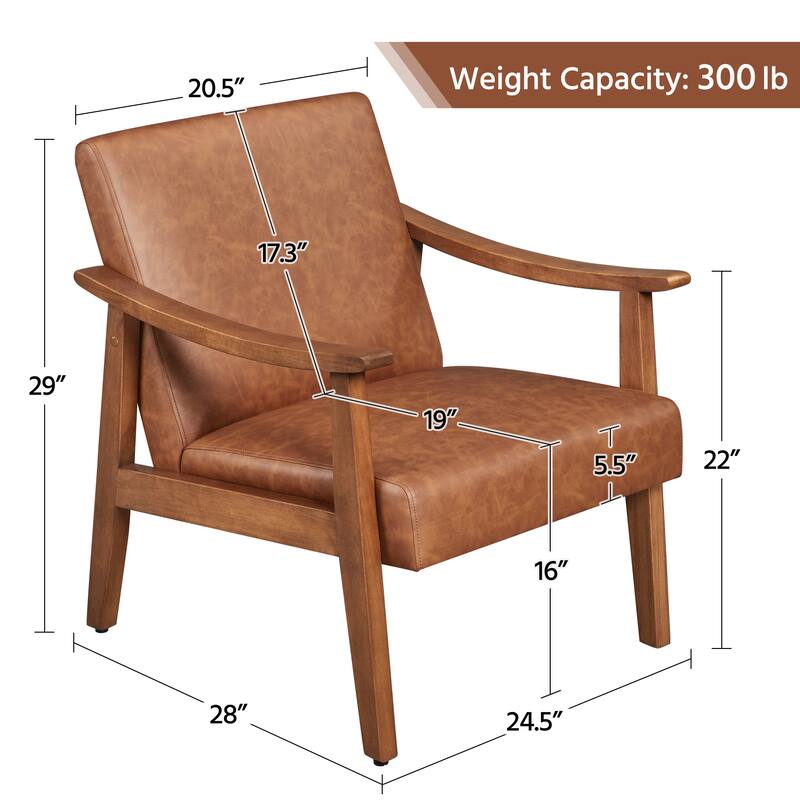 Yaheetech Upholstered Accent Chair Boucle Armchair with Solid Wood Legs - 24.5" L × 28" W × 29" H