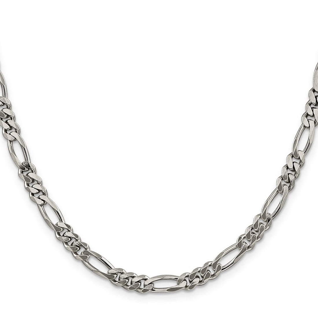 Curata 925 Sterling Silver Rhodium 5.25mm Figaro Chain Necklace for Men