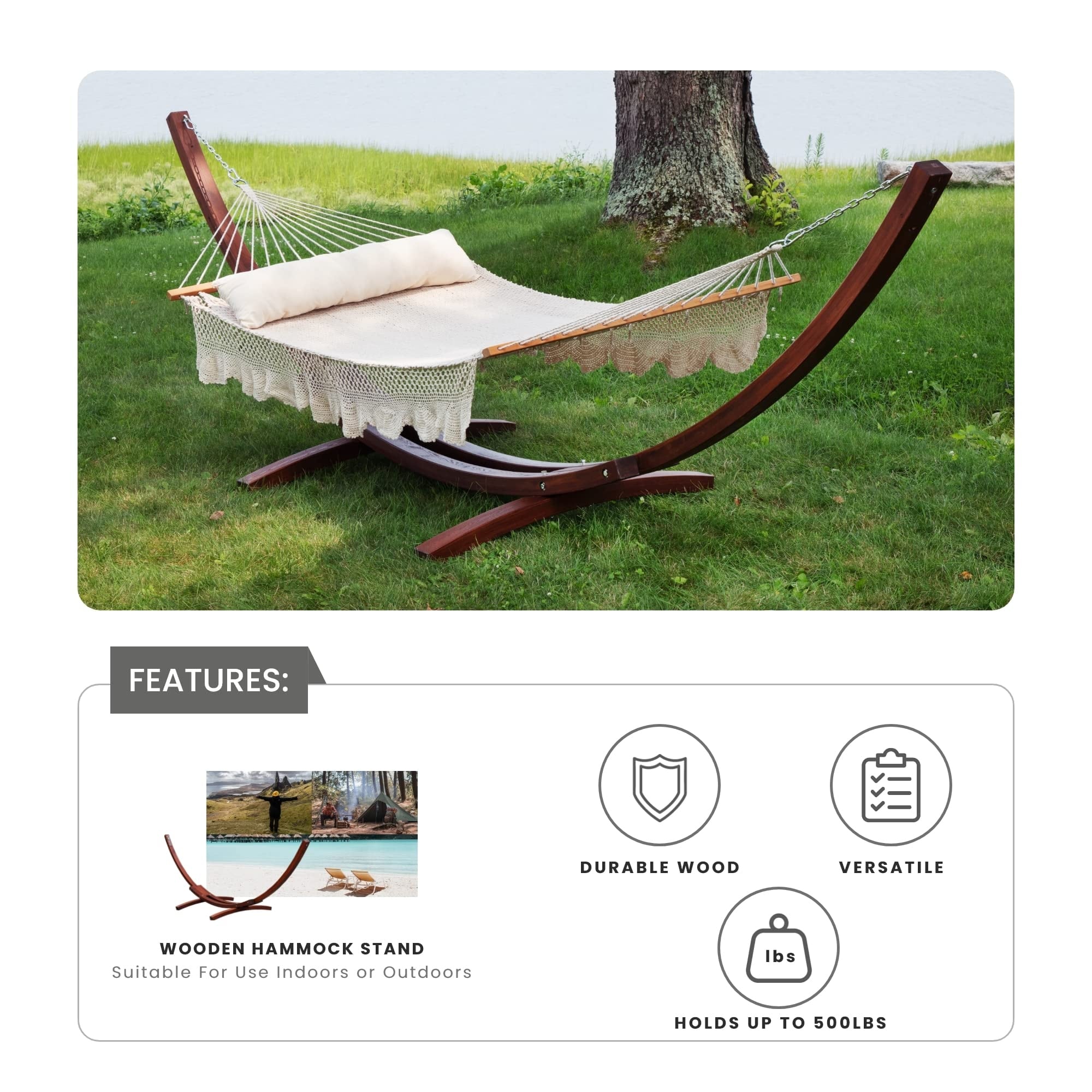 Wooden Patio Hammock Stand for Double Hammock Foot Stand