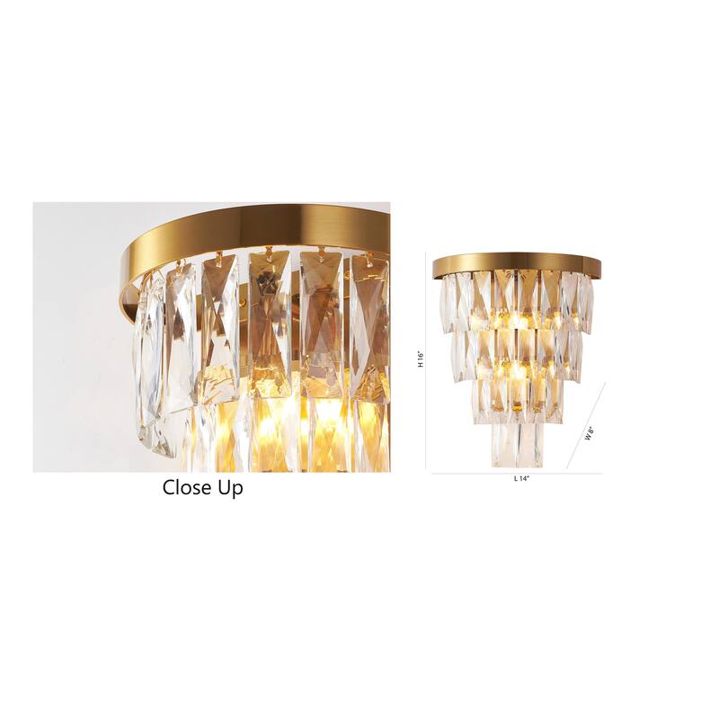 3 Light Brass Wall Sconce With Clear Crystal Accents