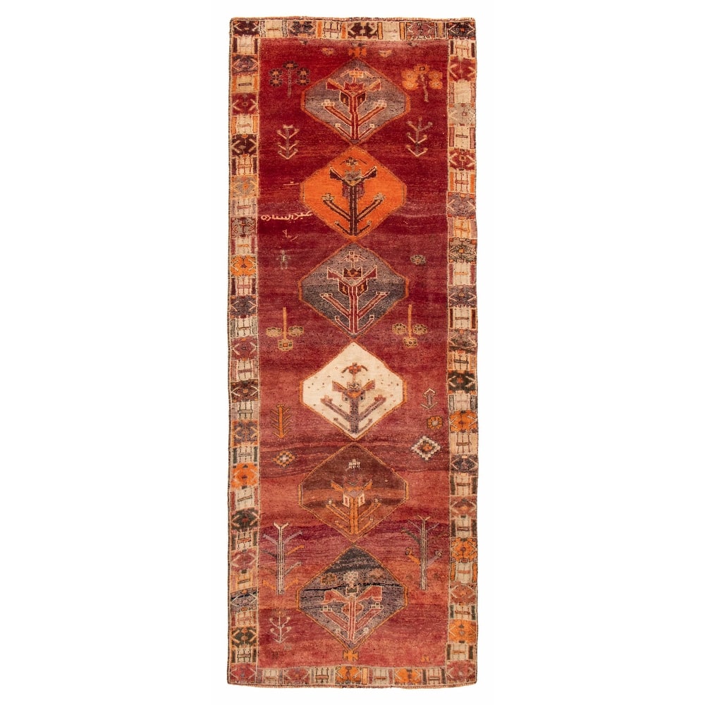 ECARPETGALLERY Hand-knotted Melis Vintage Burgundy Wool Rug - 4'9 x 12'8