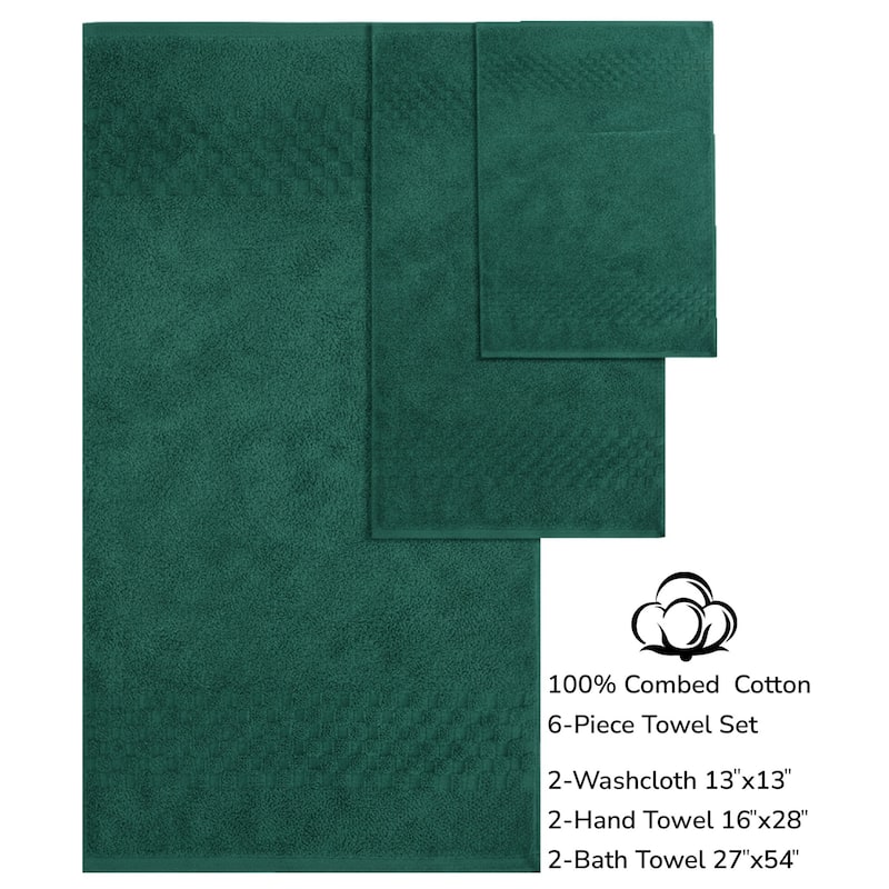 Feather and Stitch NY 650 GSM Premium Cotton 6 Piece Towel Set Super Absorbent Quick Dry Spa Quality