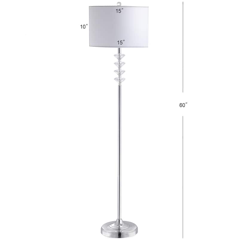 Aria 60.5" Crystal/Metal LED Floor Lamp, Clear/Chrome by JONATHAN Y - 60.5" H x 15" W x 15" D