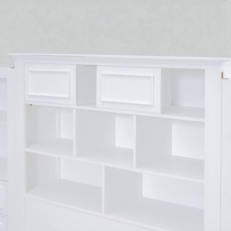 Twin Size Wood Platform Bed with 4 Drawers and All-in-One Cabinet, Storage Headboard Included
