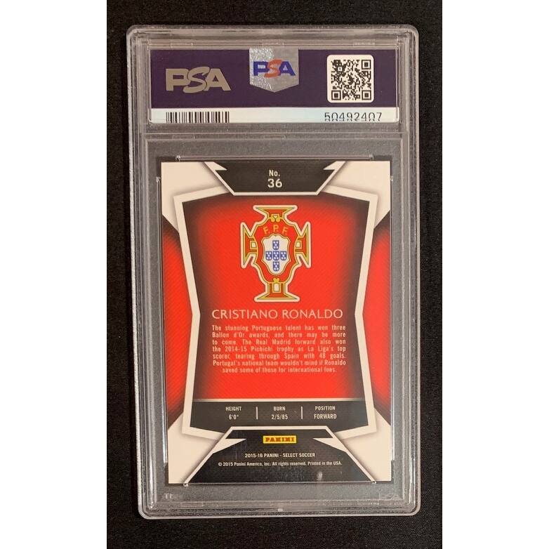 Cristiano Ronaldo 2015 Panini Select Soccer Card #36 Graded PSA 10 - 8'6" x 11'6"