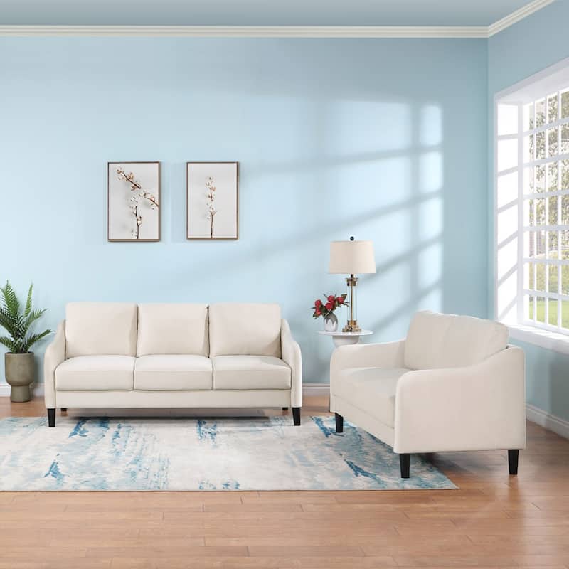 Mid-century Modern Upholstered Velvet Sofa Set with Armchair, Loveseat, 3-Seater Sofa