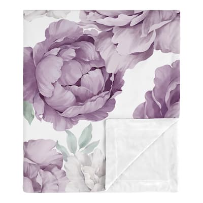 Sweet Jojo Designs Lavender Purple Boho Shabby Floral Girl Baby Receiving Security Swaddle Blanket Bohemian Vintage Watercolor