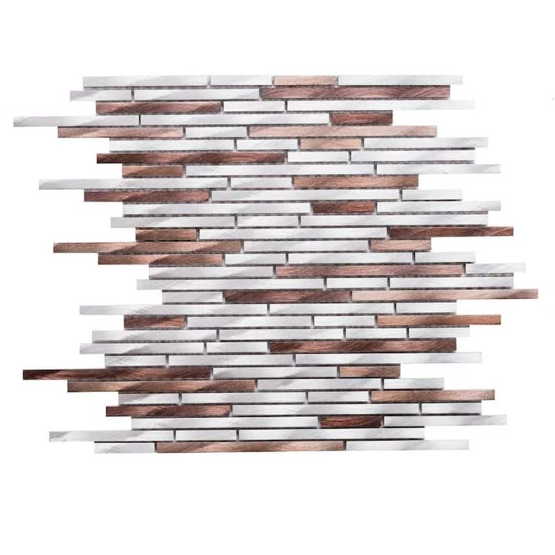 The Tile Life Mason Sleek 1x3 Noce Brick Metal Mosaic Backsplash & Wall Tile