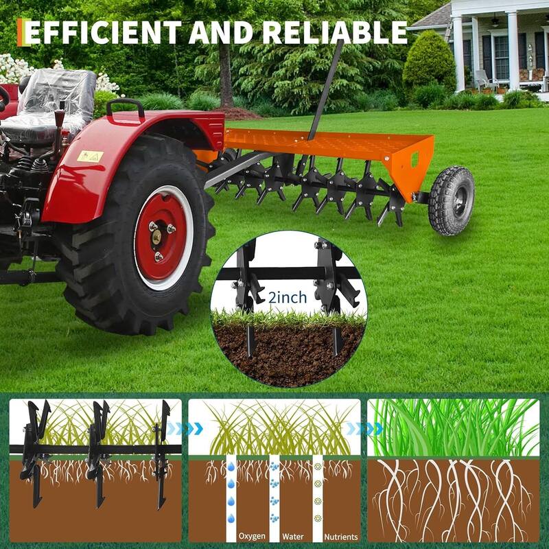 48 Inch Tow Behind Lawn Core Aerator for Professional Yard, Garden, Farm Care